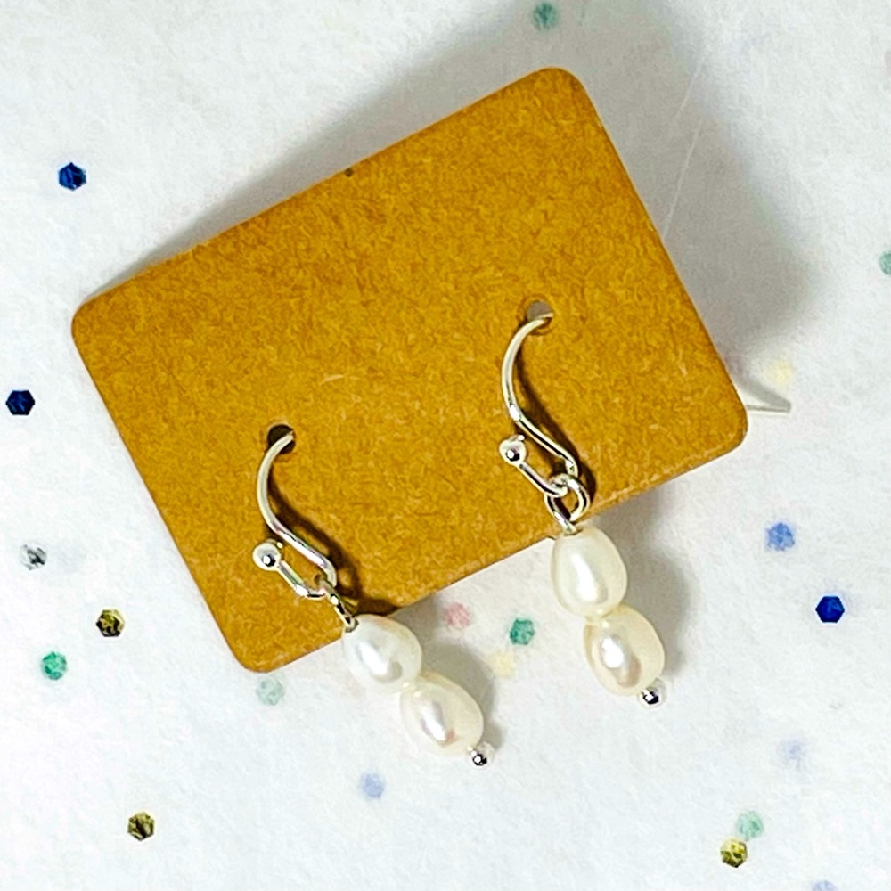 🔥sterling silver & freshwater pearl earrings jewelry gift boho beach casual - Picture 9 of 10
